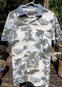 Big Dogs Embroidered Palms Textured Rayon Shirt