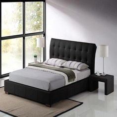 Baxton Studio Vino Black Modern Bed With Upholstered Headboard Black King Size Bed Astounding Sets And Also Frame Headboard