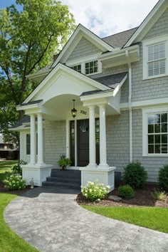 Sw 7015 Repose Gray On Body Of House 7018 Dovetail Shutters Shingles Painted With Benjamin Moore Thunder Trim Color Is Oc 17 White Dove