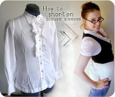 Shortening blouse sleeves using elastic casings | Upcycle Shortening blouse sleeves using elastic casings | Upcycle