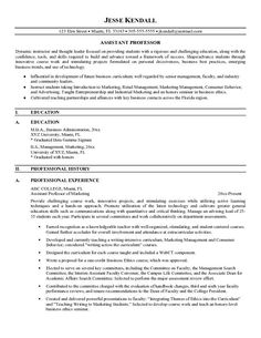 resume samples for professors