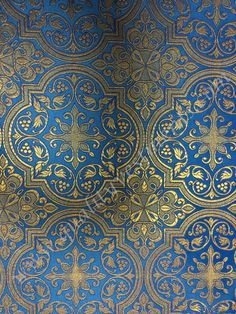 Vintage Retro Satin Metallic Brocade Fabric~ Birds Tree of Life ~Sea Blue Silver