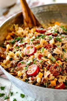 Cowboy Pasta Salad with the BEST Dressing! ♛BOUTIQUE CHIC♛ Taco Pasta Salad, Best Pasta Salad, Taco Salads, Crab Salad, Beef Pasta, Pasta Recipes, Potluck Recipes, Mexican Pasta Salad Recipes