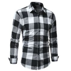 CBTLVSN Mens Ripped Distressed Denim Long Sleeves Checked Button Down Dress Shirts