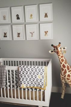 94 Best Safari Theme Nursery Baby Registry Images Stanze Da Adorable Gender Neutral Nursery With Gray Walls Adorned Sharon Montrose The Animal Print Art Features A Modern White Crib Layered