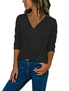 Defal Womens Long Sleeve Round Neck Quick-Dry Top T-Shirts Loose Gym Sports with Thumb Holes Pockets Comfortable Tunic Blouse