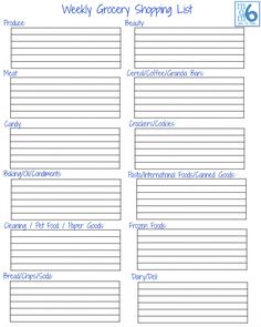 making a grocery list worksheet