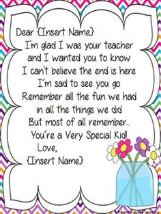 letters from teachers to students