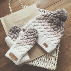 Knitted hat and mittens