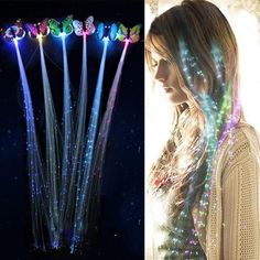 2pcs Girls Multi Coloured Diamante Big Fashion Hair Bow Dance Party School Accessory With Led Glow In Dark