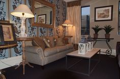 Blue and Chocolate Flock wallpaper in Sitting room display - by Candlewick Interior designers Melbourne Blue and Chocolate Flock wallpaper in Sitting room display - by Candlewick Interior designers Melbourne