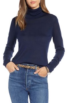 Perfect Fit Turtleneck, Main, color, NAVY BLAZER Clothing, Fitness, Shirts, Nordstrom, Punk