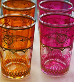 Set of six Oriental Arabian Style Tea Glasses Andalous red