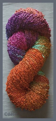 Orange Mohair Blend Yarn 1 Hank 8605 Berroco HURRAY Yellow