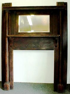 Beautiful vintage/antique architectural salvage oak fireplace mantel with mirror and columns | RECYCLE TRASH to TREASURE | Pinterest | Architectural salvage F…
