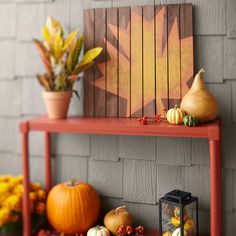 324 Best Lowes Creative Ideas Images In 2018 Diy Diy Maple Leaf Wall Art Outdoor Table Pumpkins Gourds Crotons Mums