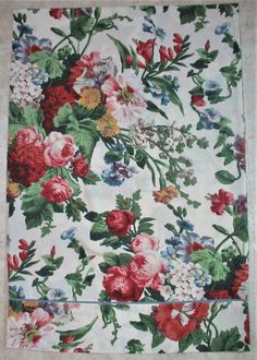 RAYMOND WAITES GRAY WHITE FLORAL FULL FITTED SHEET 14/" POCKETS