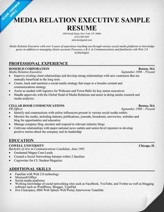 media relation executive resume