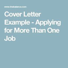 cover letter for more than one job