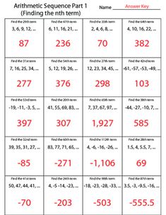 arithmetic sequence worksheet with answers