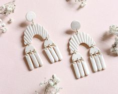 Adara Drop Dangle Earrings Gifts for Her Polymer Clay Earrings Handmade Jewelry Lightweight Earrings