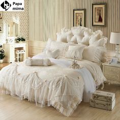 Super King / hermoso sat/én edred/ón y almohada juego de cama blanco Dreamscene/