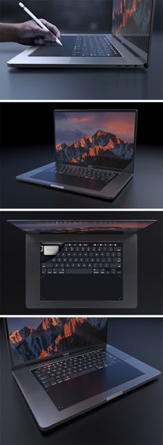 Designed with designers in mind, this MacBook Pro 2018 concept explores the integration of a full-size touchpad in place of the traditional keyboard. It relies on Apple’s own Taptic Engine system to give the user the feel of physical buttons or even emulate a scroll wheel or sliders. It retains the touch bar for shortcuts and function keys but the entire surface is touch enabled!
