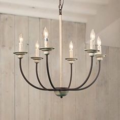 LOG BARN A03239 6 Farmhouse Chandelier, Kitchen Island Pendant Antique White and Rusty Metal Finish, 26 LOG BARN A03239 6 Farmhouse Chandelier, Kitchen Island Pendant Antique White and Rusty Metal Finish, 26