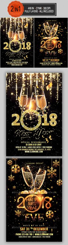 New Year Flyer Bundle Event flyers, Flyer template and Party flyer - party brochure template New Year Flyer Bundle Event flyers, Flyer template and Party flyer - party brochure template