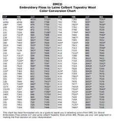 essential embroidery color conversion charts colour list dfn to dmc conversion chart
