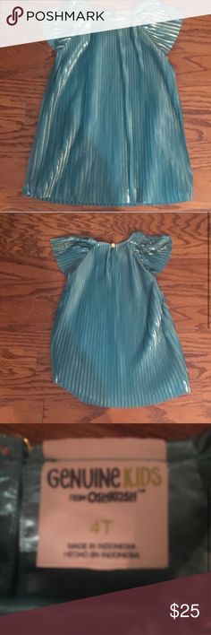 Genuine Kids by OshKosh Toddler Boys Turquoise Stripe Short Sleeve Shirt 4T NWT