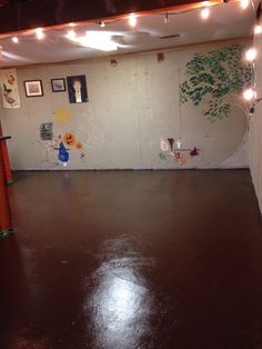 My Unfinished Basement Cement Walls Floors Glossy Chocolate Floor Beige