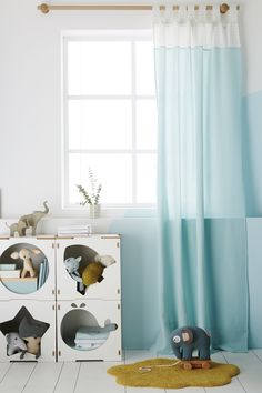 Blanc Licorne Enfants Chambre Rideau Embrasses paire