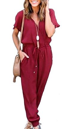 Fubotevic Women Deep V Neck Belted Short Sleeve Striped Basic Short Rompers