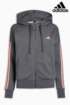 adidas Essential 3 Stripe Full Zip Hoody