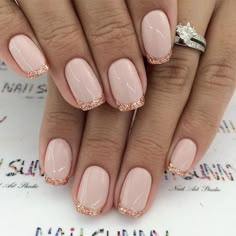 Gold Nails, Nail Designs, Nail Art Designs, Gold Nail Designs, Rose Gold Nails Design, Prom Nails, French Manicure Designs, Rose Gold Nails, French Tip Nails