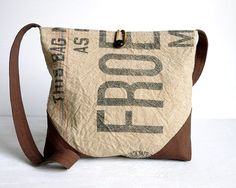 47 Best Grain Sack Purses Images Fabric Handbags Satchel Recycled Grain Sack Bag Found On Etsy Http Www