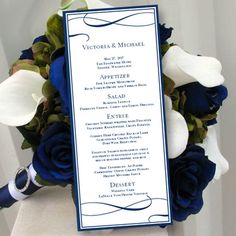 printable wedding menu template its love navy blue editable worddoc