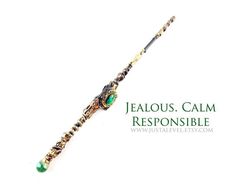 Includes Wand Pouch Magic Wand Orange and Green Patina with Gold Swirl Accent Handcrafted /& Unique!