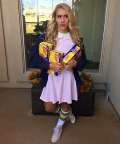 Adults 11 Eleven Dress and Socks Stranger Fancy Dress Costume Things Halloween