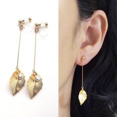 Star Dangle Clip on Earrings no-Pierced Long Fringe Tassel Dangling Girls Platinum Plated