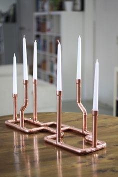 copper pipe four candle angled candelabra candlestick copper pipe four candle angled candelabra candlestick