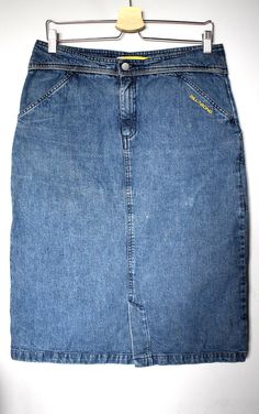 Vintage 90/'s Denim Faded Denim A Line Skirt UK 12