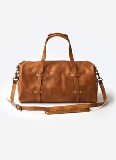 Touch of Leather Large Leather 24 Inch Round Duffel Travel Gym Sports Overnight Weekend Leather Bag Luggage Holdall