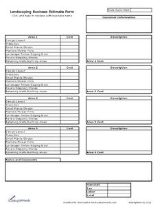 Great For Landscapers And Gardeners This Printable Lawn Care Form Business Estimate Form In Microsoft Excel Format For Use By Landscaping Designers Or Contractors
