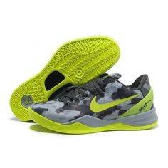 Nike Kobe 8 System Grey Fluorescent Green Basketball Shoes For Sale No Tax
