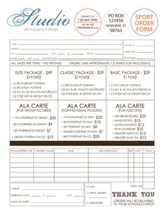 82 best photographer form templates images photography 101 sports photography order form template