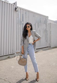 50 Best Plaid Blazer & Coat Outfit Ideas | outfits, plaid blazer ...