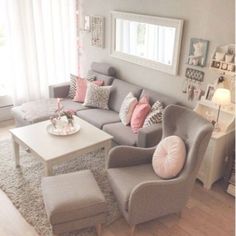 30 Elegant Living Room Colour Schemes Home Ideas Pinterest Grey And Pink Living Room I Just Like The Single Chair
