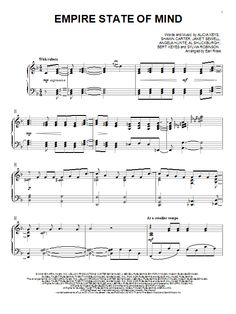 empire state of mind for easy piano glee cast by alexander empire state of mind piano sheet music